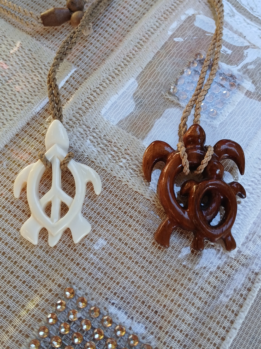 Handcrafted Turtle Pendant Necklaces– White and Brown